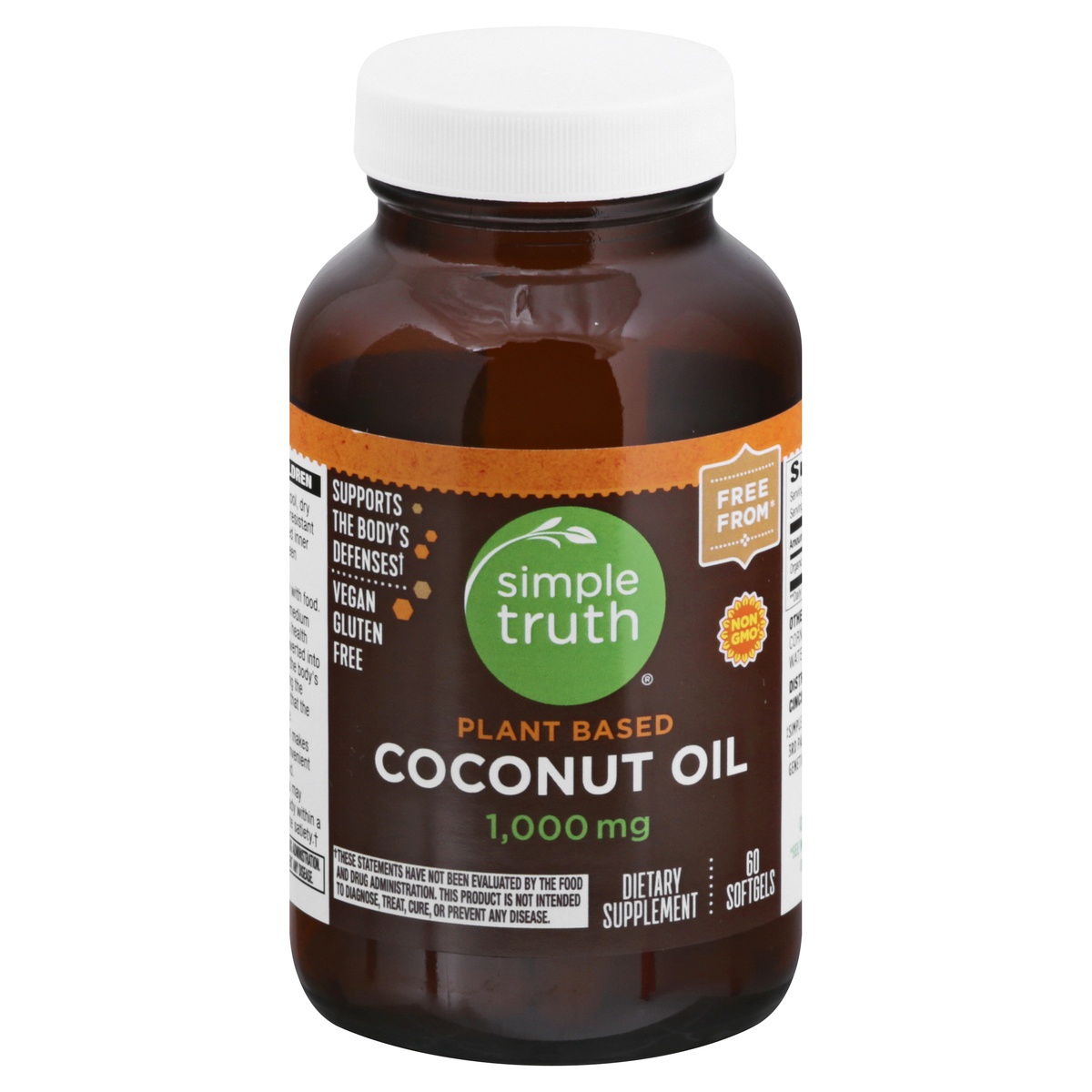 slide 1 of 1, Simple Truth Coconut Oil, 1000 mg, Plant Based, Softgels, 60 ct