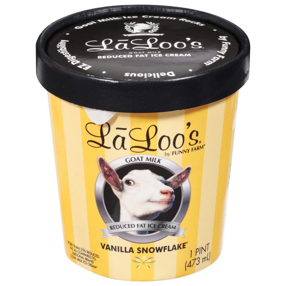 slide 1 of 9, LaLoo's Vanilla Snowflake Reduced Fat Goat Milk Ice Cream 1 pt, 1 pint