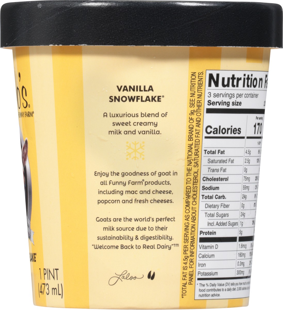 slide 8 of 9, LaLoo's Vanilla Snowflake Reduced Fat Goat Milk Ice Cream 1 pt, 1 pint