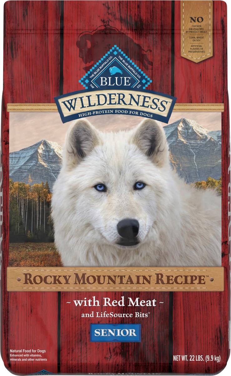 slide 1 of 13, Blue Buffalo Wilderness Rocky Mountain Recipe High Protein, Natural Senior Dry Dog Food, Red Meat 22-lb, 22 lb