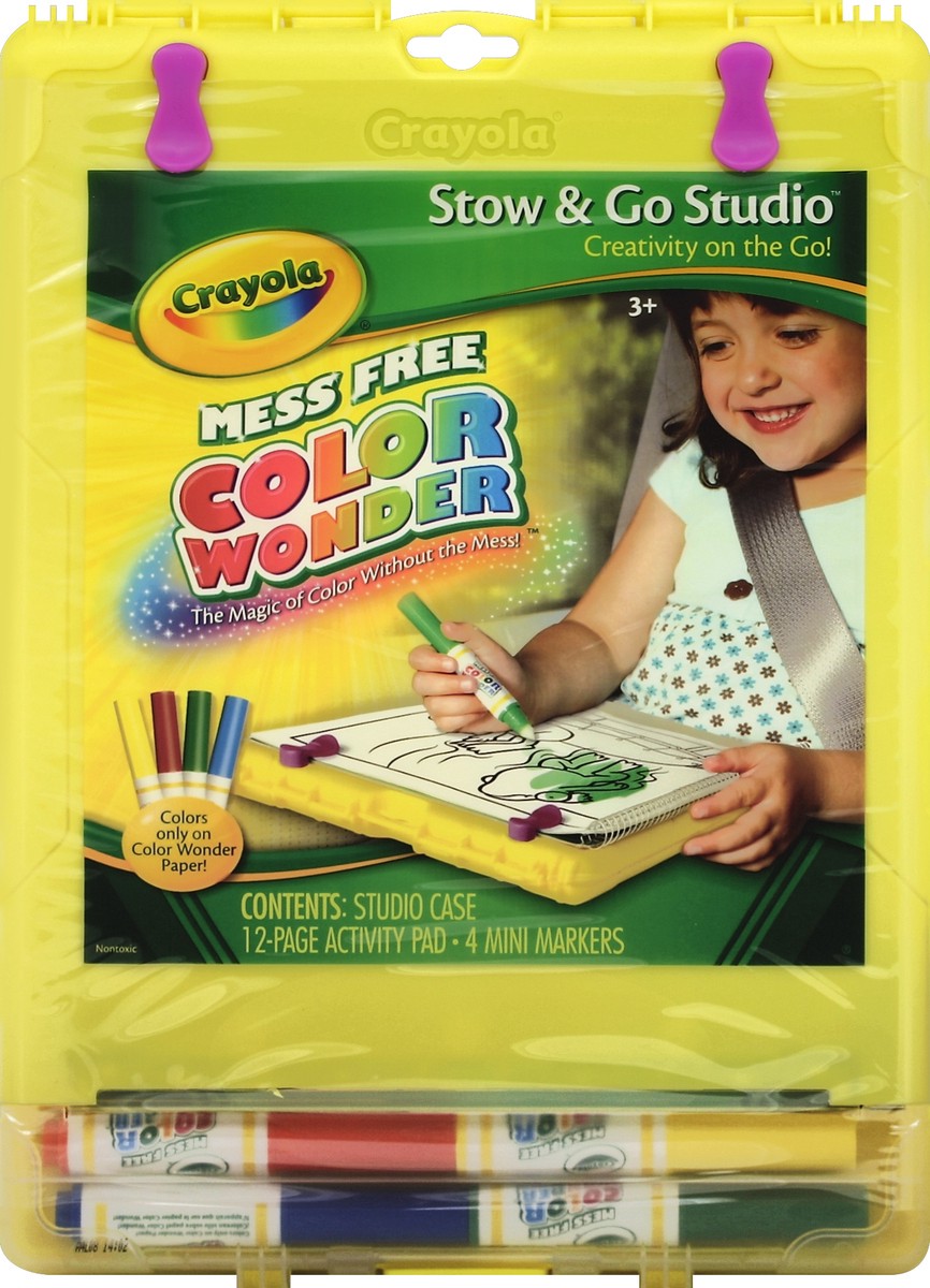 slide 2 of 2, Crayola Color Wonder Stow & Go Studio - Pink, 1 set