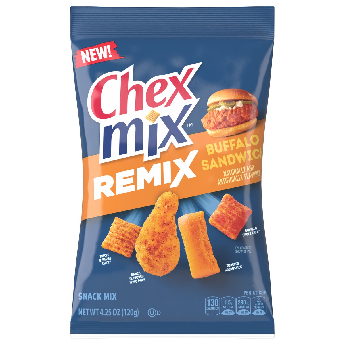 slide 3 of 4, Chex Mix Remix Buffalo Sandwich Snack Mix, 4.25 OZ, 4.25 oz