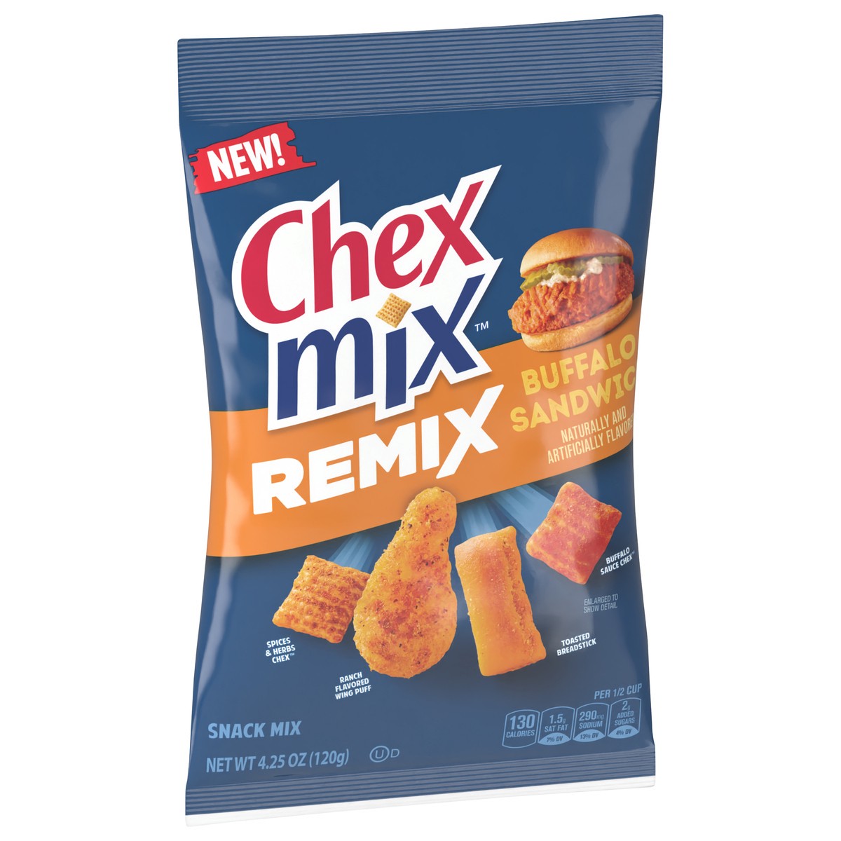 slide 2 of 4, Chex Mix Remix Buffalo Sandwich Snack Mix, 4.25 OZ, 4.25 oz
