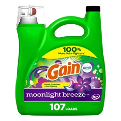 Gain Liquid Laundry Detergent, Moonlight Breeze Scent, 144 fl oz, 100 loads, Freshness + Odor Fighting, Laundry Detergent Liquid Soap, HE compatible