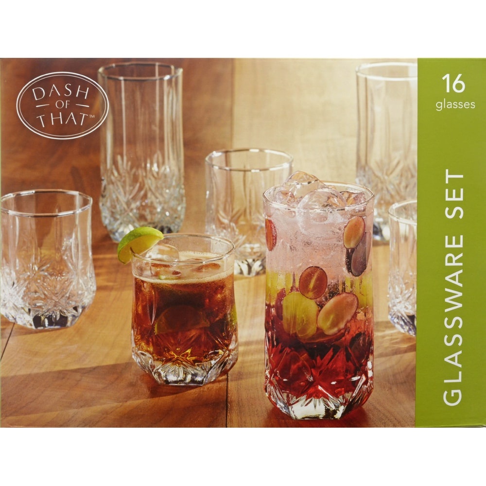 slide 1 of 1, Dash of That Belmont Glassware 16 Piece Set - Clear, 1 ct