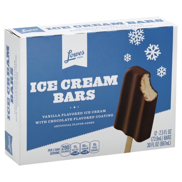 slide 1 of 1, Lowes Foods Ice Cream Bars 12 Count, 30 oz