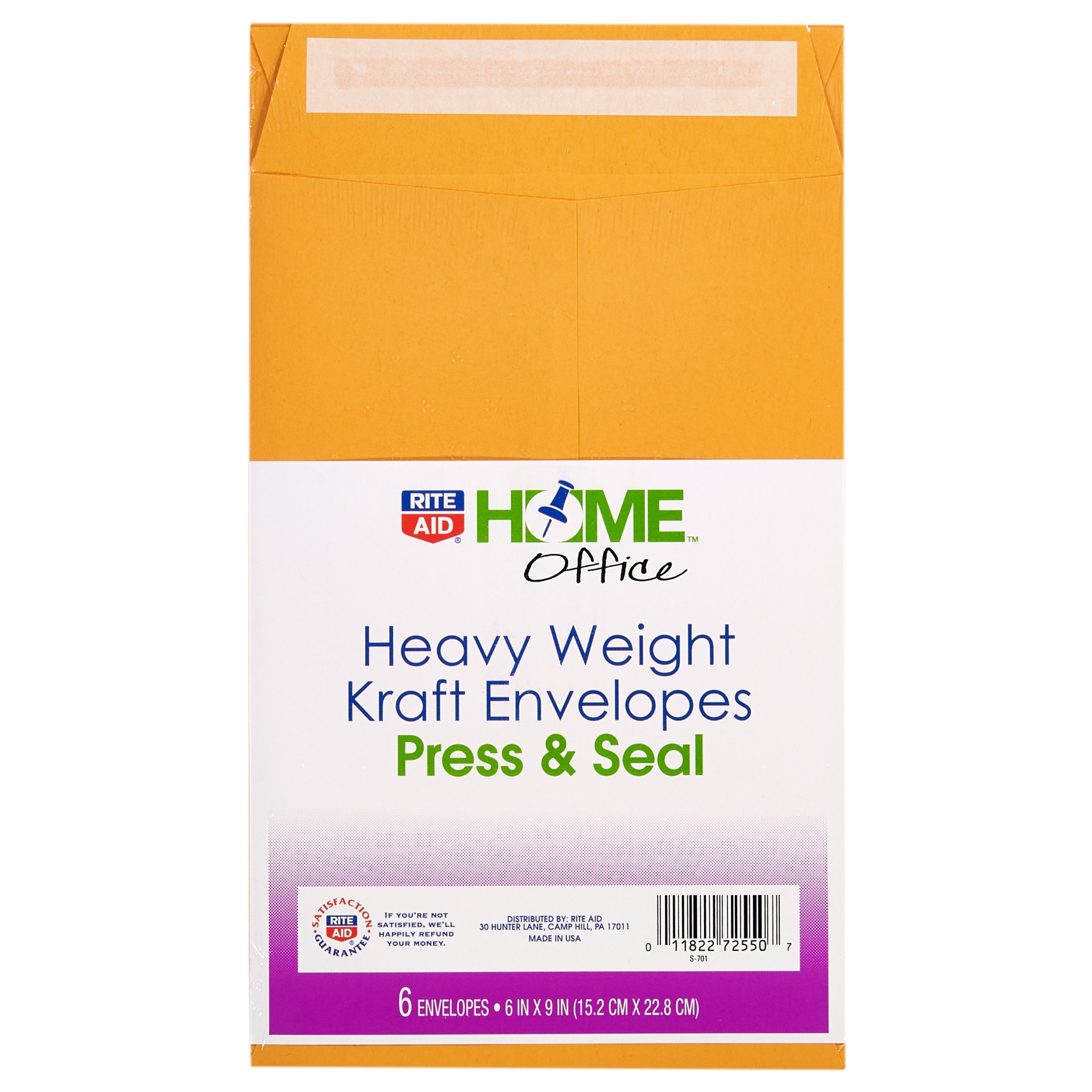 slide 1 of 1, Mead Home Office Press-It Seal-It Envelopes, 6 x 9, Brown Kraft, 6 ct