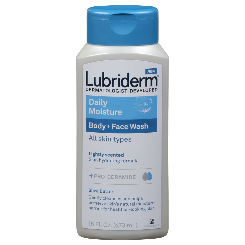 slide 1 of 2, Lubriderm Daily Moisture Body + Face Wash, 16 fl. oz, 16 fl oz