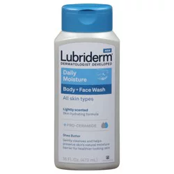 Lubriderm Daily Moisture Body + Face Wash, Light Fragrance, 16 fl. oz