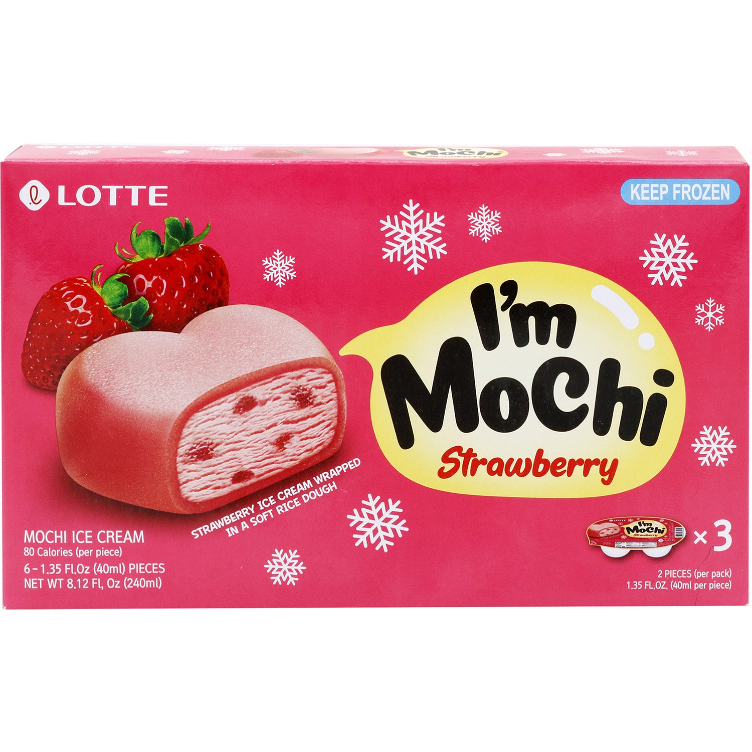 slide 1 of 1, Lotte I'M Mochi Strawberry, 46 fl oz