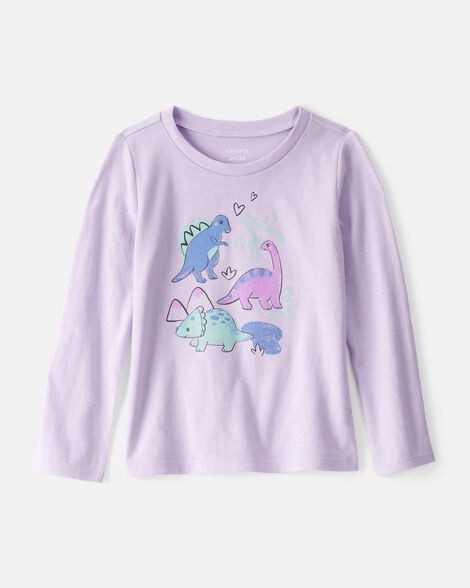 slide 1 of 2, Carter's Carters Toddler Girl Dinosaur Long-Sleeve Graphic Tee - Purple Lavender 4T, 1 ct