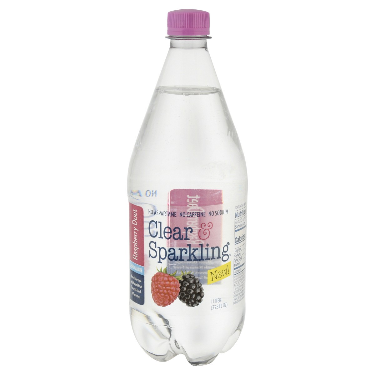 slide 3 of 13, Clear & Sparkling Raspberry Duet Water Beverage - 1 l, 1 l