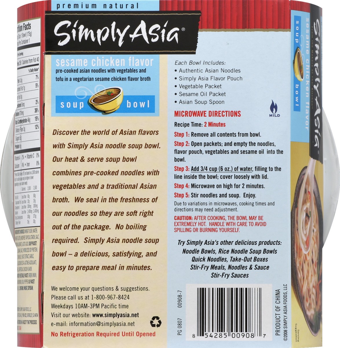 slide 6 of 6, Simply Asia Soup Bowl, Sesame Chicken Flavor, Mild, 6.2 oz