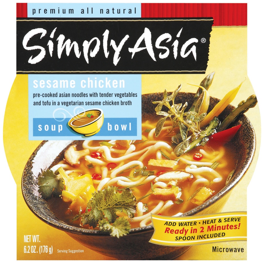 slide 1 of 6, Simply Asia Soup Bowl, Sesame Chicken Flavor, Mild, 6.2 oz