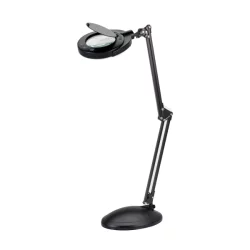 Realspace Bretino LED Magnifier Desk Lamp With Mounting Clamp, 20-1/2"H, Black