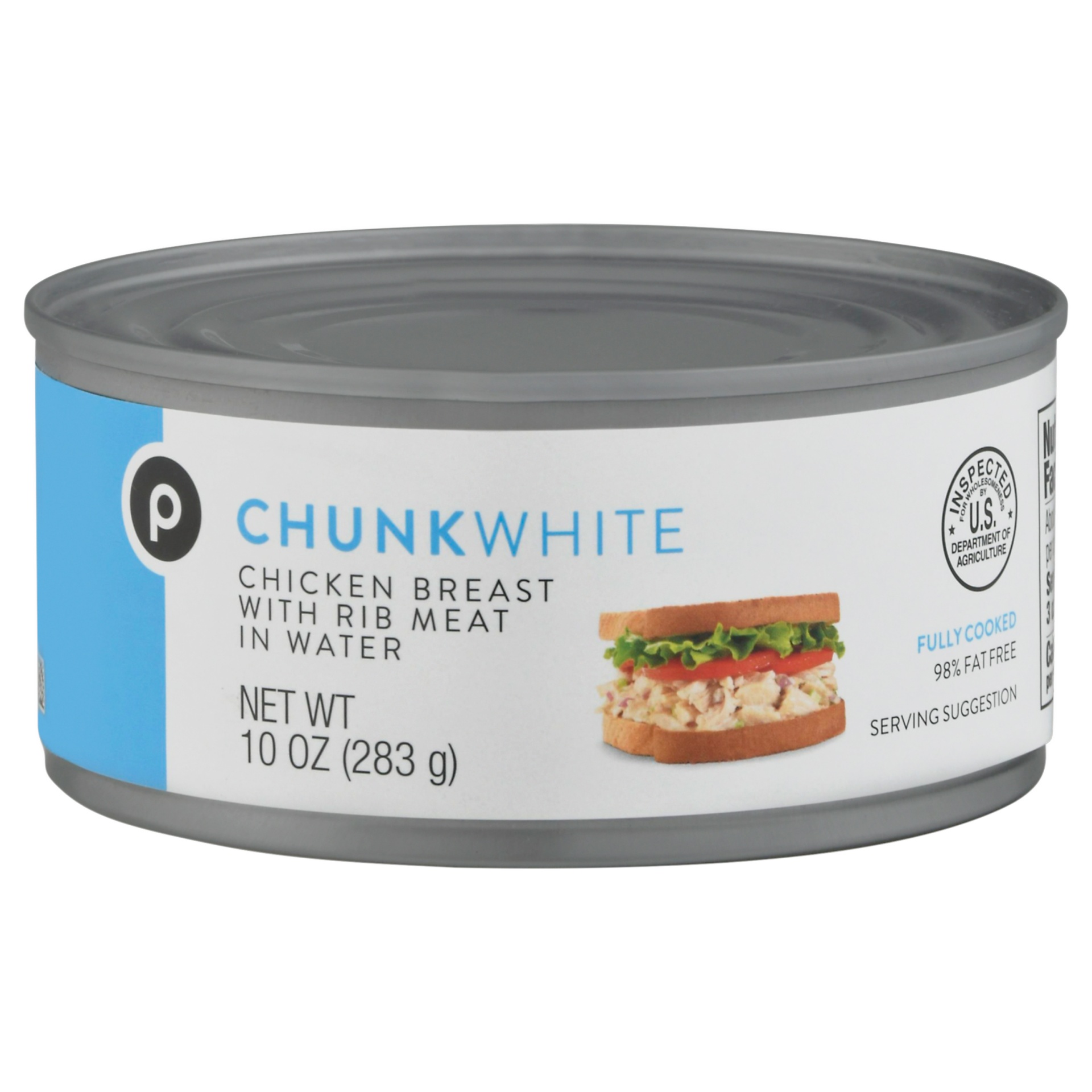 slide 1 of 1, Publix Chunk White Chicken Breast with Rib Meat in Water, 10 oz