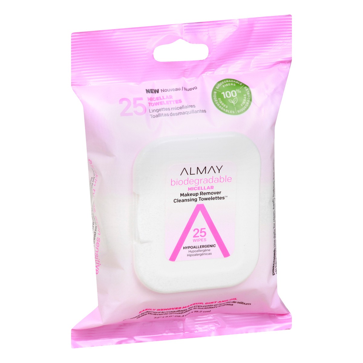 slide 2 of 9, Almay Biodegradable Micellar Makeup Remover Cleansing Towelettes, 25 ct