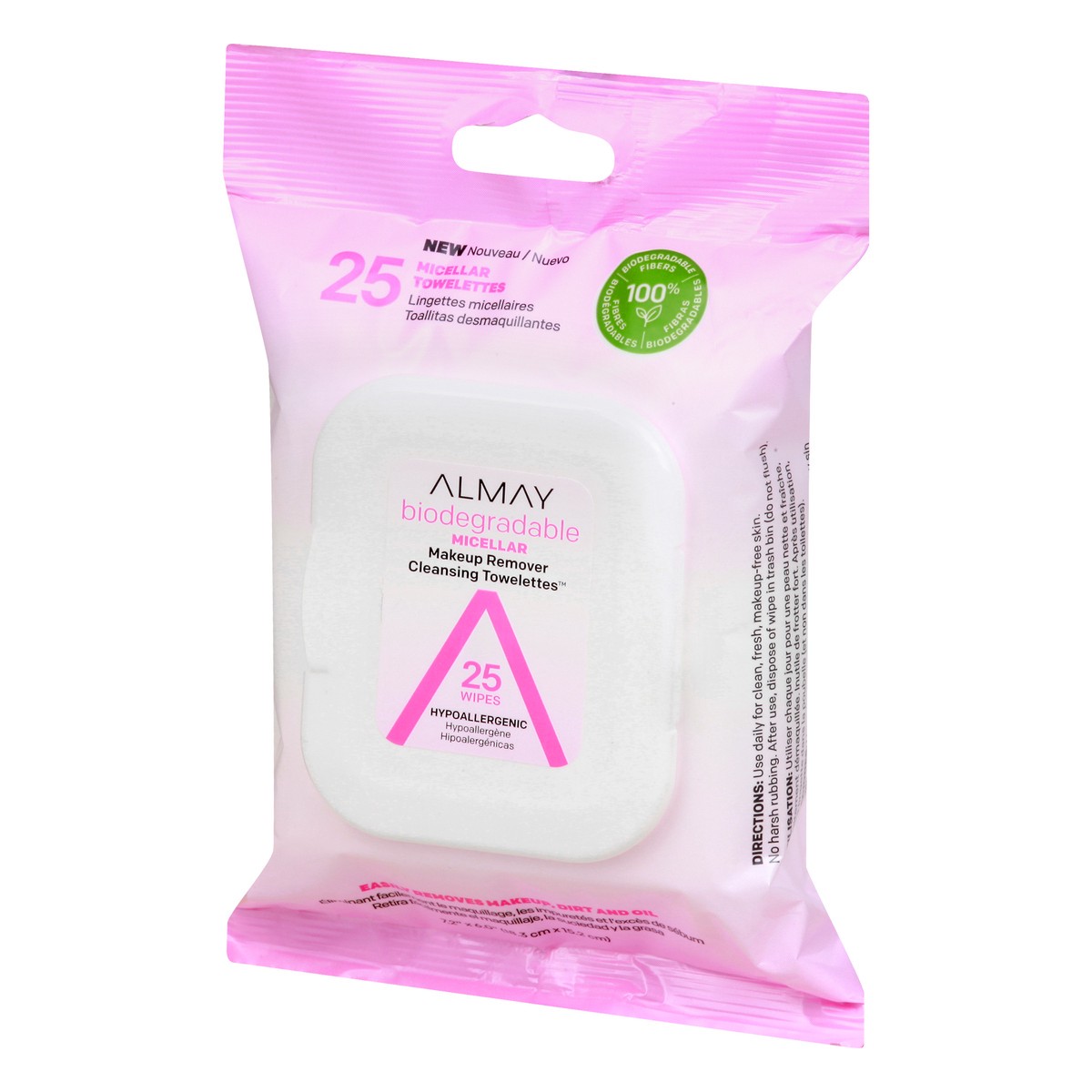 slide 3 of 9, Almay Biodegradable Micellar Makeup Remover Cleansing Towelettes, 25 ct