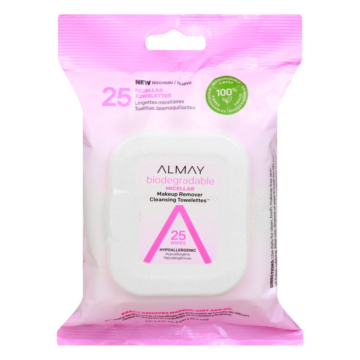 slide 1 of 9, Almay Biodegradable Micellar Makeup Remover Cleansing Towelettes, 25 ct