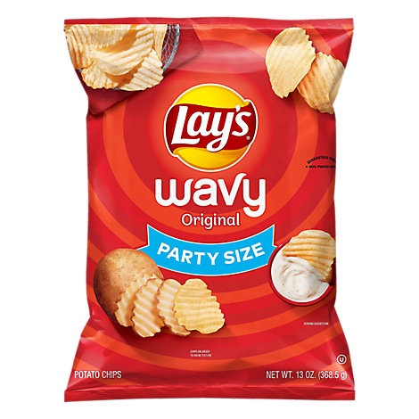 slide 1 of 1, Lay's Potato Chips Wavy Original Party Size, 13 oz