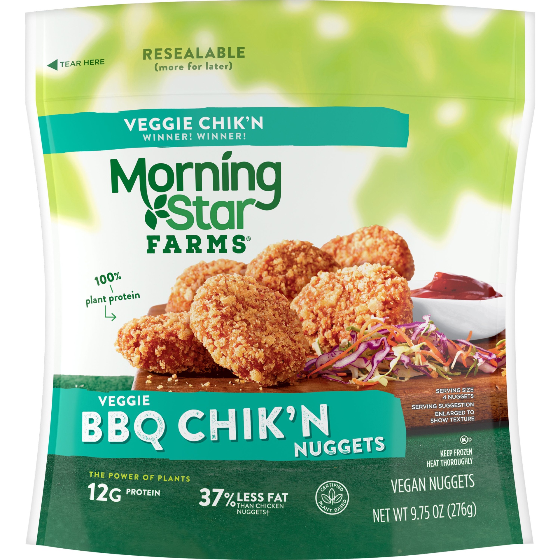 slide 1 of 5, MorningStar Farms Meatless Chicken Nuggets, Plant Based Protein Vegan Meat, BBQ, 9.75 oz