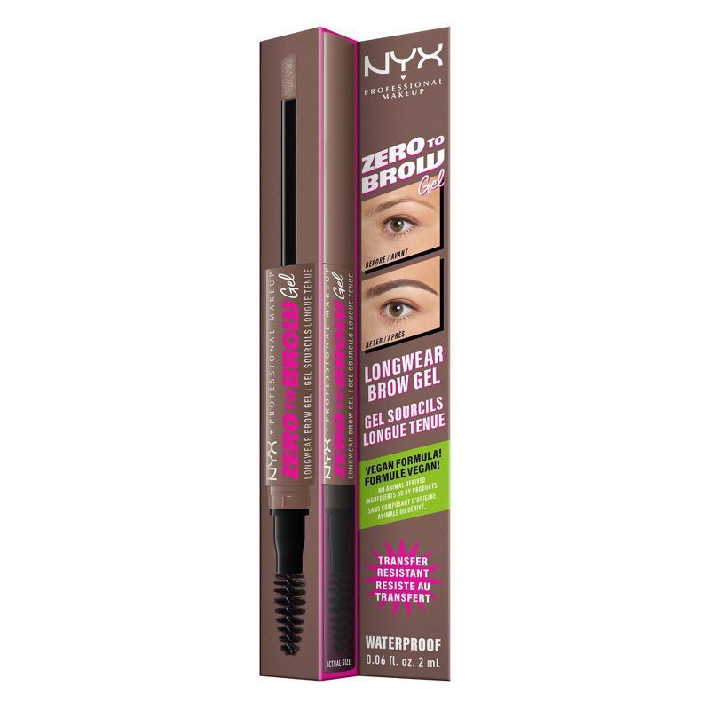 slide 6 of 8, NYX Professional Makeup Zero to Brow Longwear Eyebrow Gel - 05 Ash Brown - 0.06 fl oz, 0.05 oz