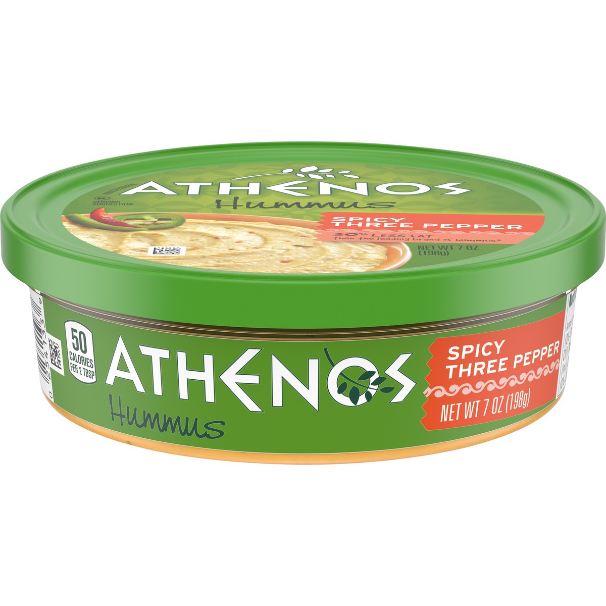 slide 1 of 8, Athenos Spicy Three Pepper Hummus, 7 oz Tub, 7 oz