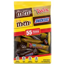 Wrigley M&M'S, SNICKERS & TWIX Variety Pack Fun Size Milk Chocolate Candy Bars Assortment, 55 Piece Bag