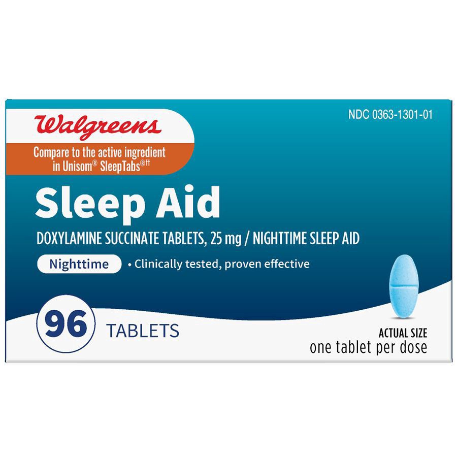 slide 1 of 5, Walgreens Wal-Som Nighttime Sleep Aid Tablets 25 Mg, 96 ct
