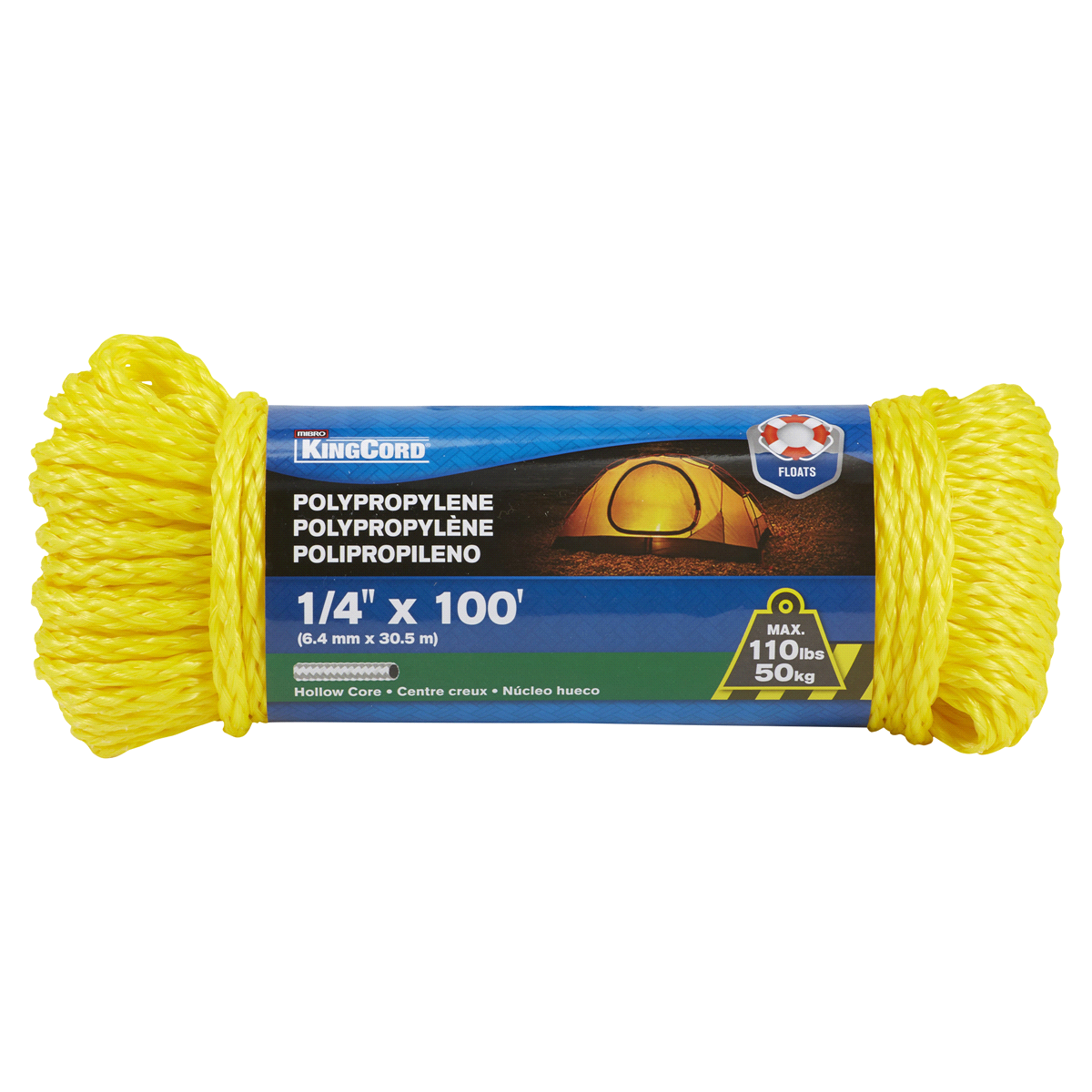 slide 1 of 5, KingCord Hollow Core Polypropylene Rope, 100 ft