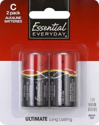 Essential Everyday Batteries, Alkaline, C, 2 Pack