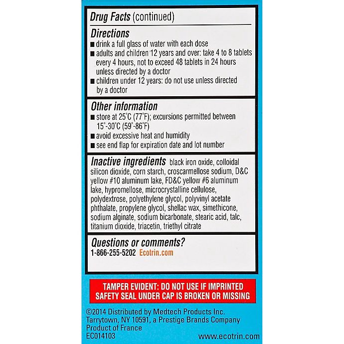 slide 2 of 2, Ecotrin Low Strength Aspirin Tablets, 150 ct