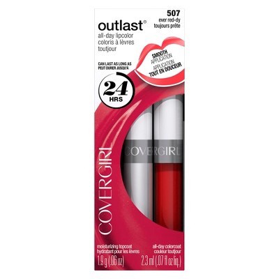 slide 1 of 4, Covergirl Outlast Longwear Lipstick - 507 Everreddy, 13 oz