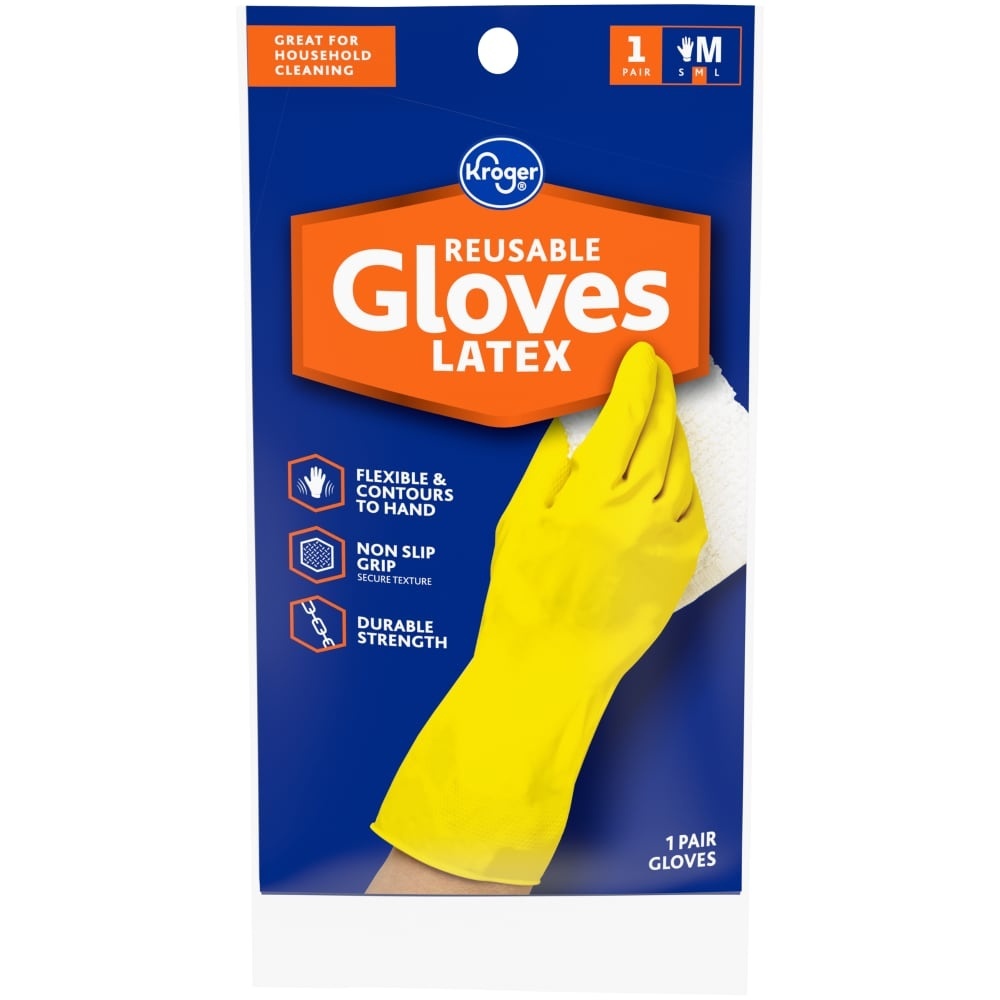 slide 1 of 1, Kroger Home Sense Latex Gloves Medium, 1 pair