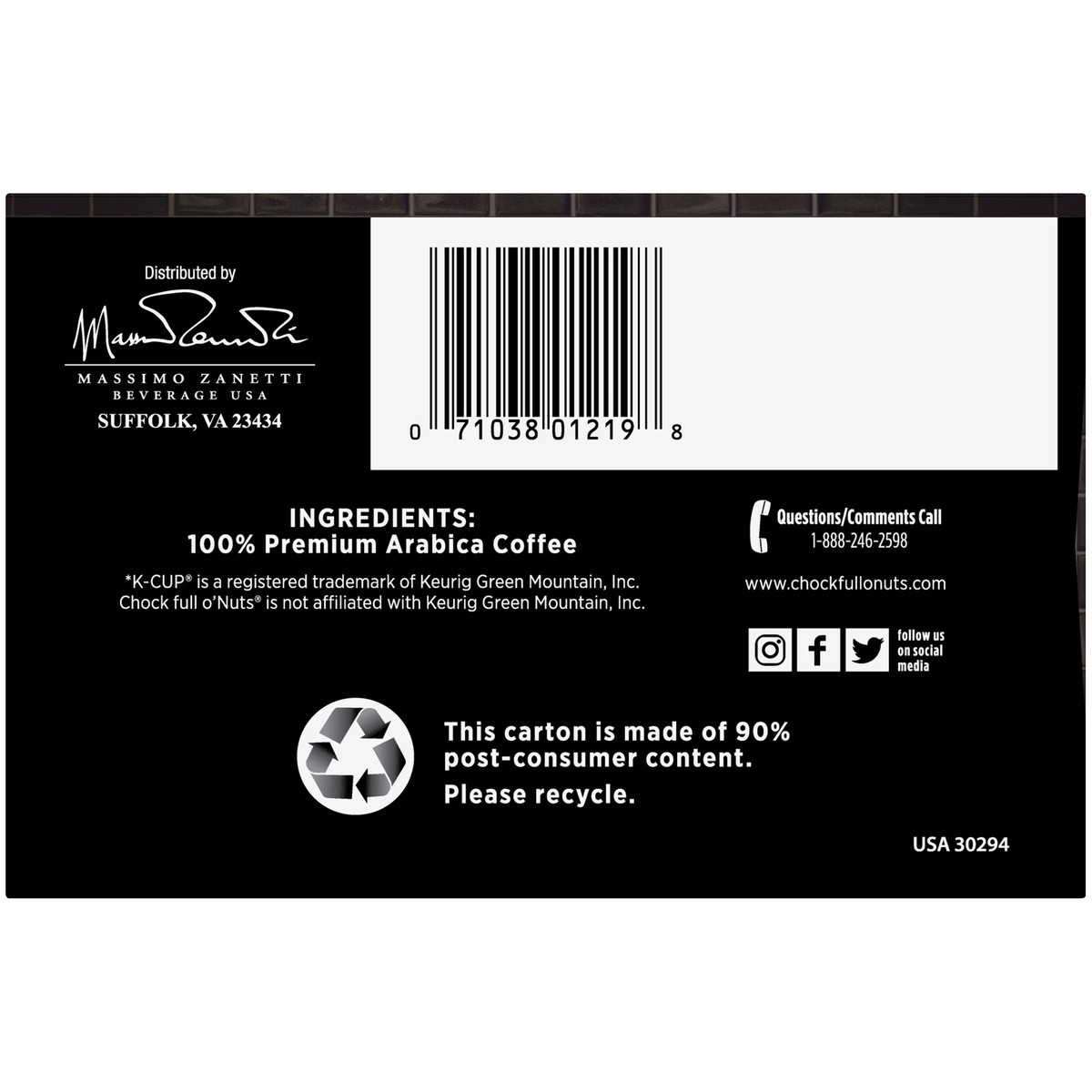 slide 2 of 8, Chock Full O' Nuts Upper West Side Dark Roast Coffee Single Serve Pods, 12 ct; 3.8 oz