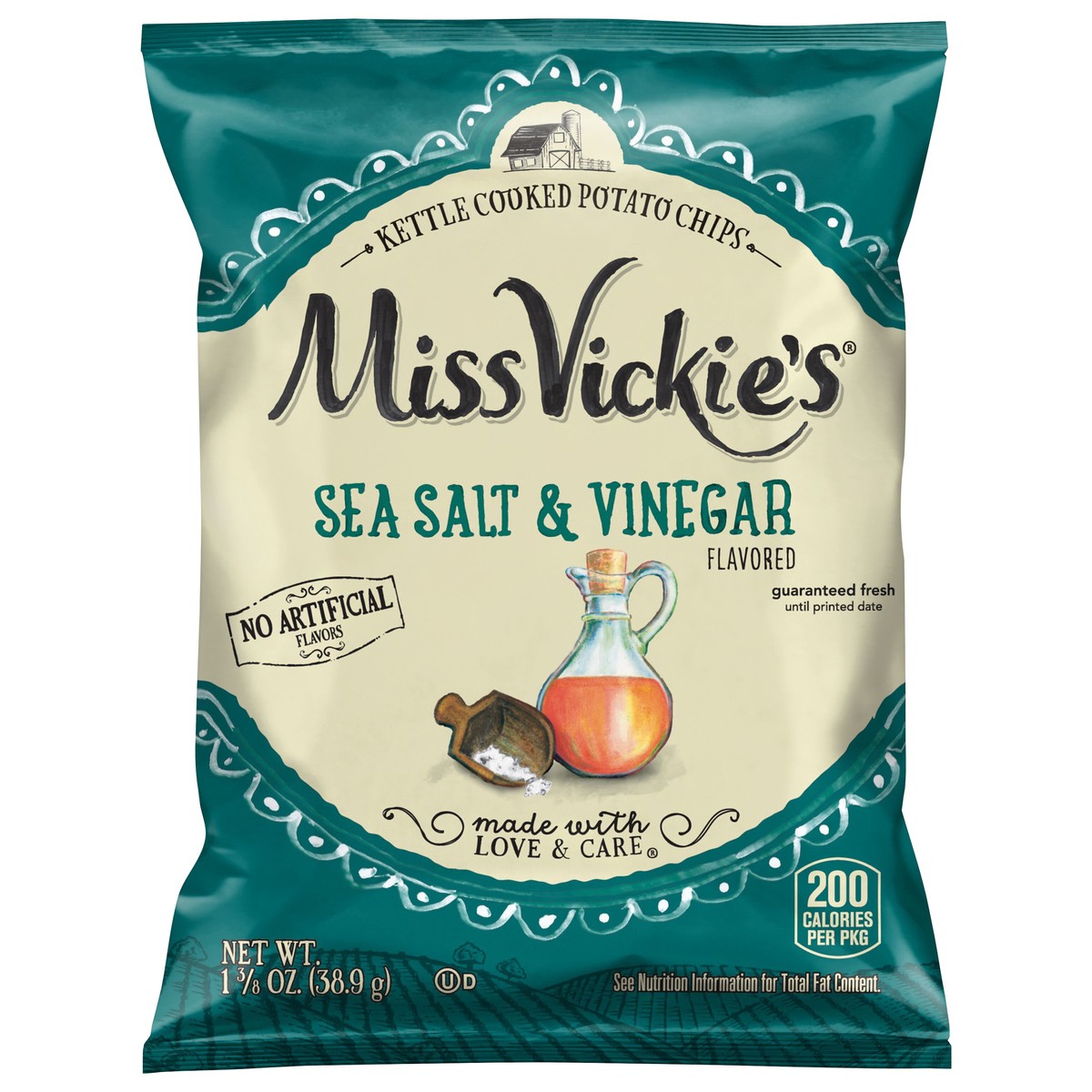 slide 1 of 4, Miss Vickie's Kettle Cooked Potato Chips Sea Salt & Vinegar Flavored 1.375 Oz, 1.38 oz