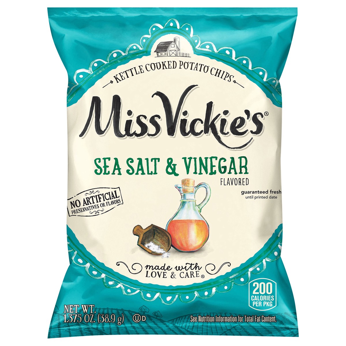 slide 1 of 4, Miss Vickie's Kettle Cooked Potato Chips Sea Salt & Vinegar Flavored 1.375 Oz, 1.38 oz