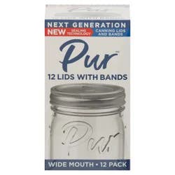 PUR 12 Pack Wide Mouth Canning Lids and Bands 12 Pack 12 ea
