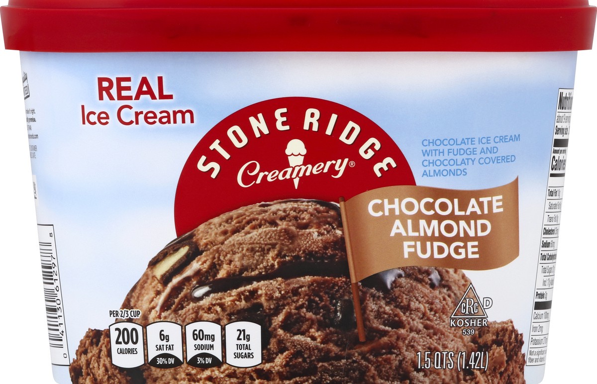 slide 5 of 7, Stone Ridge Creamery Almond Fudge Chocolate Ice Cream, 48 fl oz