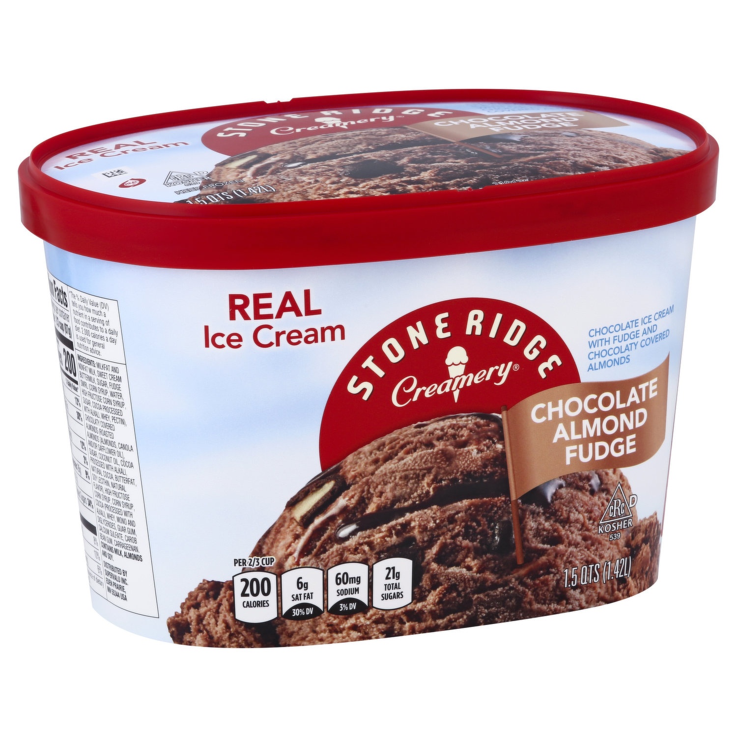 slide 1 of 7, Stone Ridge Creamery Almond Fudge Chocolate Ice Cream, 48 fl oz