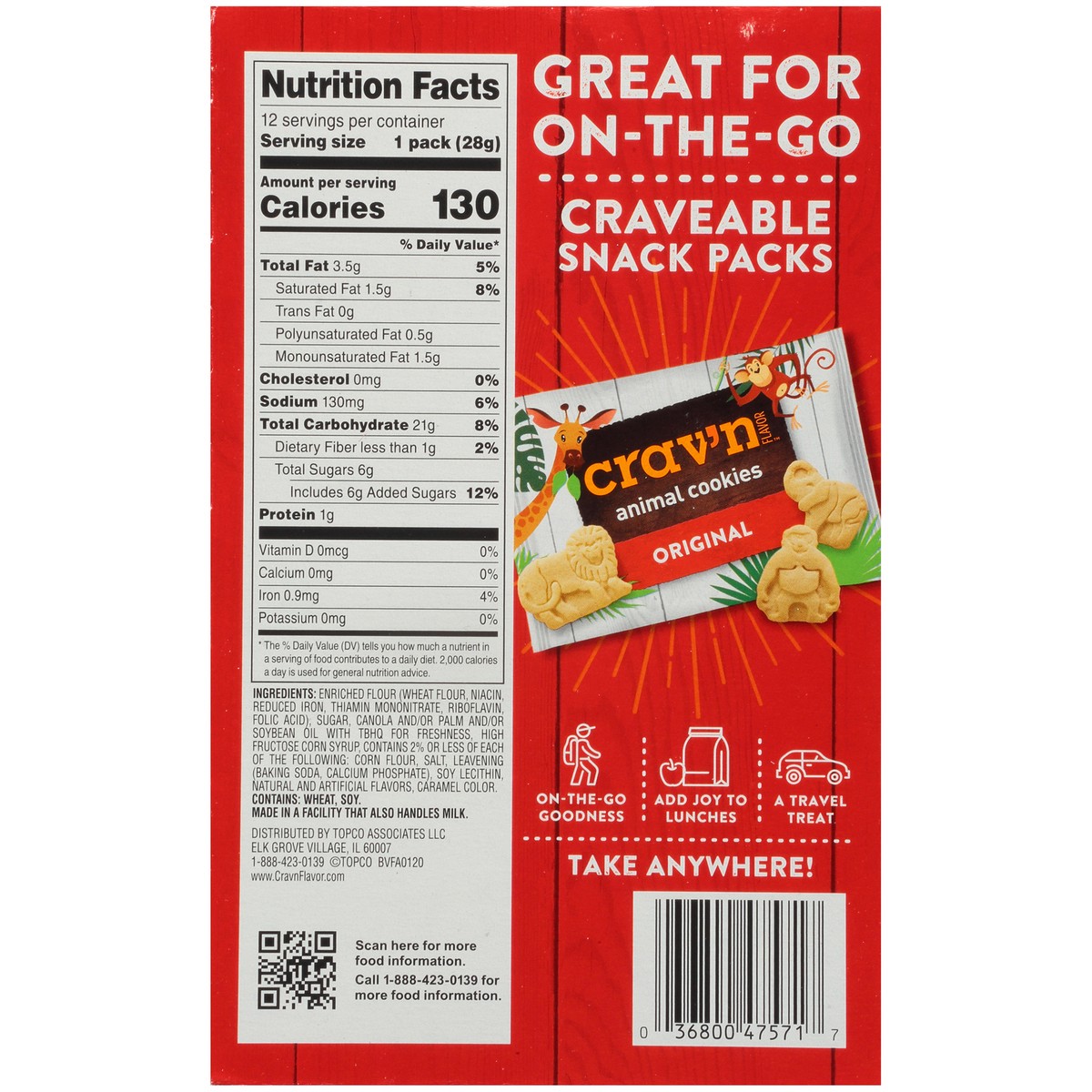 slide 4 of 9, Crav'n Flavor Original Animal Cookies, 12 oz