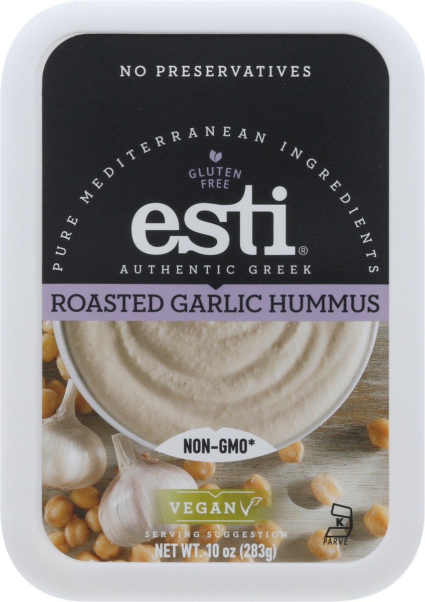 slide 2 of 14, esti Authentic Greek Vegan Roasted Garlic Hummus 10 oz, 10 oz