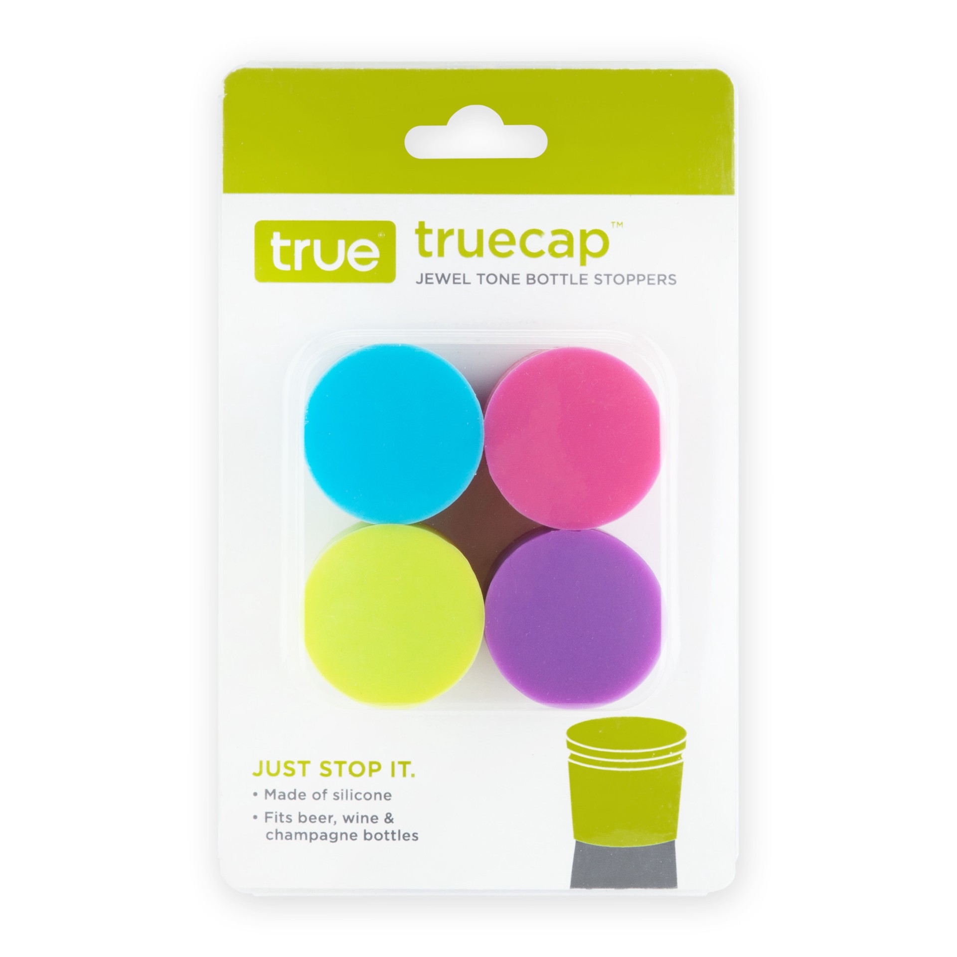 slide 4 of 4, TrueCap™ Set of 4 Jewel Tone Bottle Stoppers by True, 4 ct