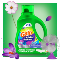 slide 28 of 29, Gain Odor Defense Liquid Laundry Detergent, Super Fresh Blast Scent, 144 fl oz, 100 loads, 2 in 1, Laundry Detergent Liquid Soap, HE compatible, 1.12 gal