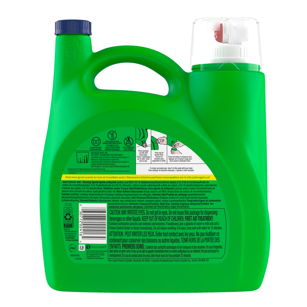 slide 12 of 29, Gain Odor Defense Liquid Laundry Detergent, Super Fresh Blast Scent, 144 fl oz, 100 loads, 2 in 1, Laundry Detergent Liquid Soap, HE compatible, 1.12 gal