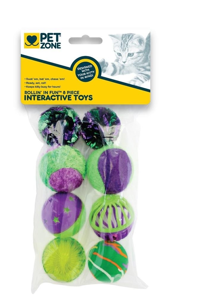 slide 1 of 1, Pet Zone Rollin In Fun Cat Toys, 8 ct