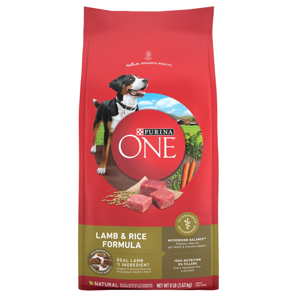 slide 1 of 9, Purina ONE Natural Dry Dog Food, SmartBlend Lamb & Rice Formula - 8 lb. Bag, 8 lb