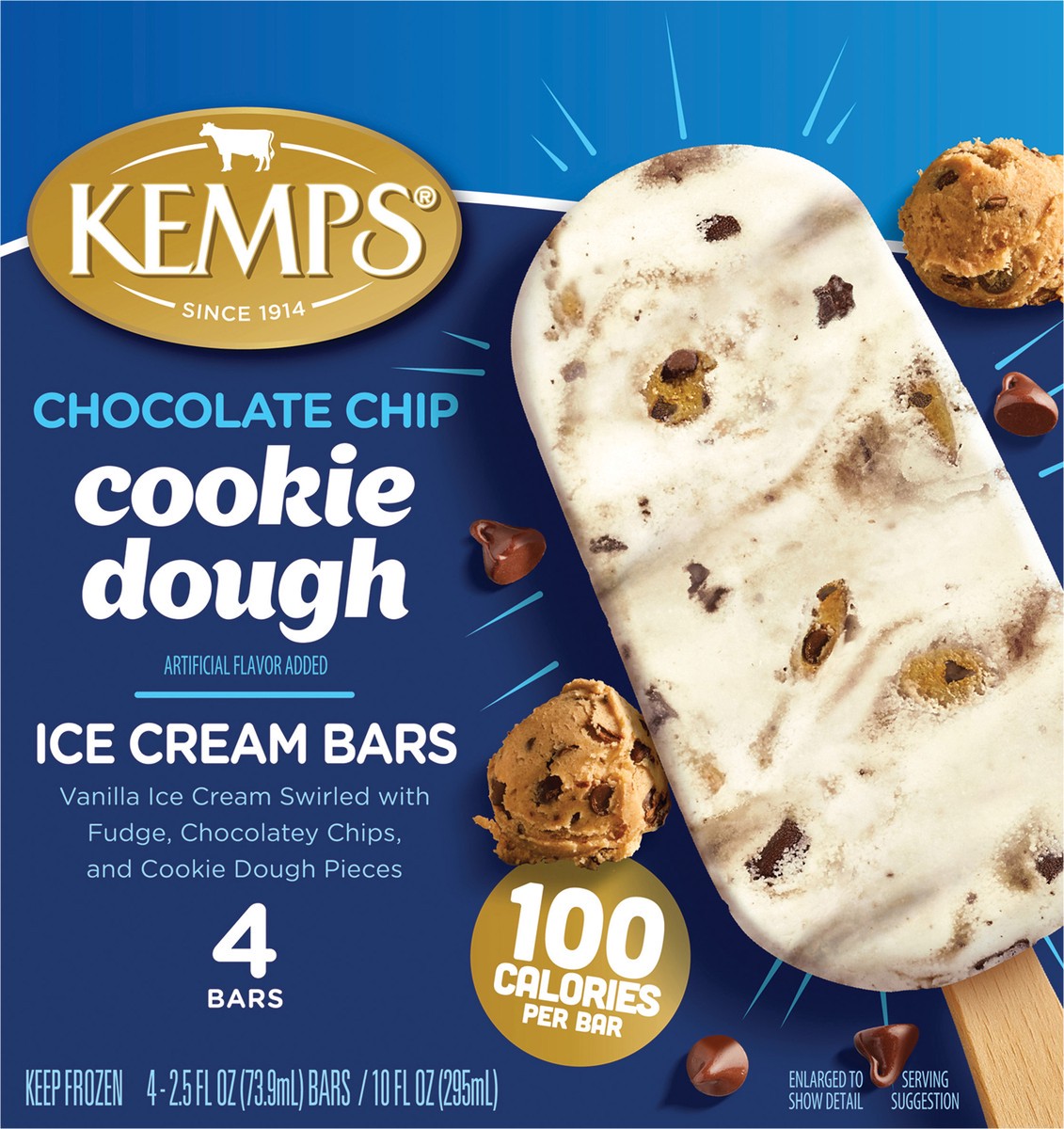 slide 4 of 14, Kemps Chocolate Chip Cookie Dough Ice Cream Bars, 