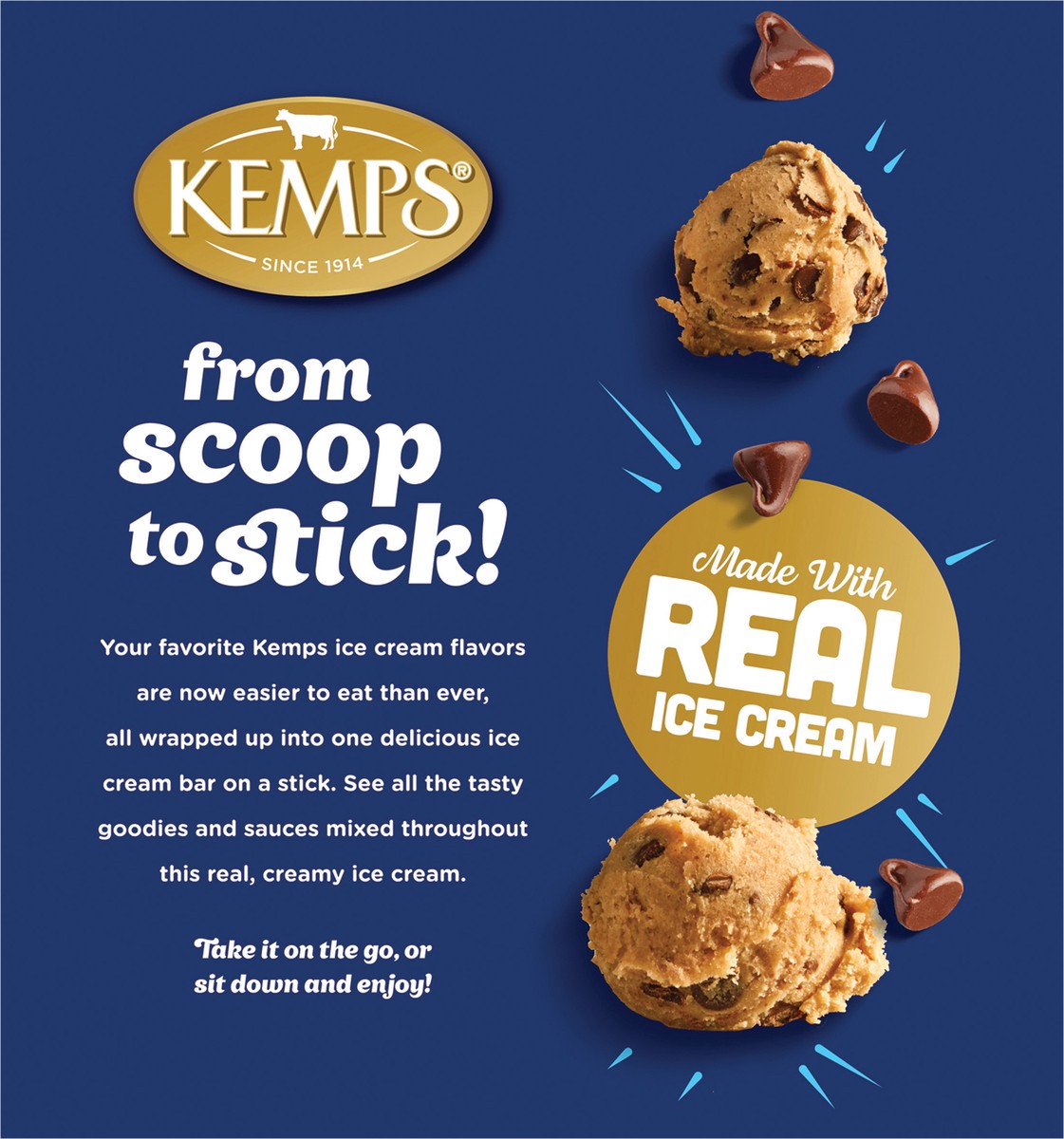 slide 7 of 14, Kemps Chocolate Chip Cookie Dough Ice Cream Bars, 