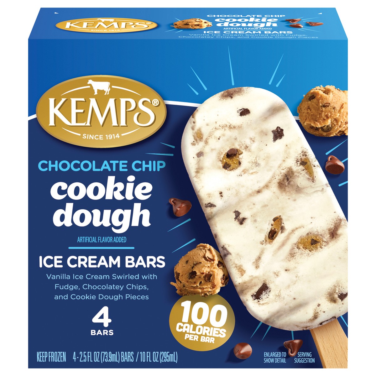 slide 13 of 14, Kemps Chocolate Chip Cookie Dough Ice Cream Bars, 